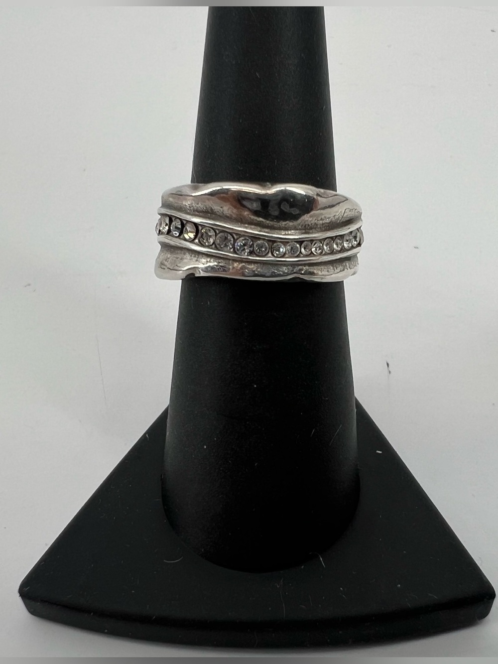 Brighton Ring Clear Crystal Waves Size 7 Swarovski Crystal Silver Tone Retired